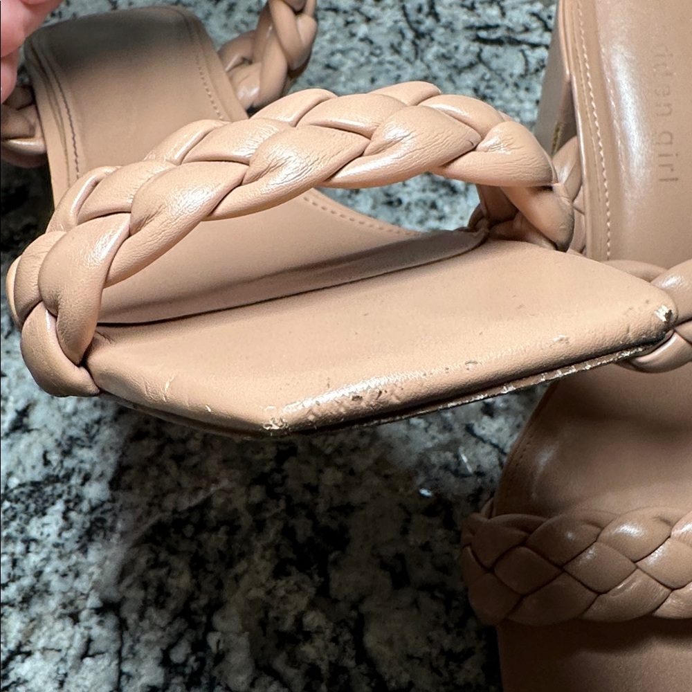Madden Girl Dixcy Braided Cream Block Heel Sandals - 11 - Picture 7 of 10